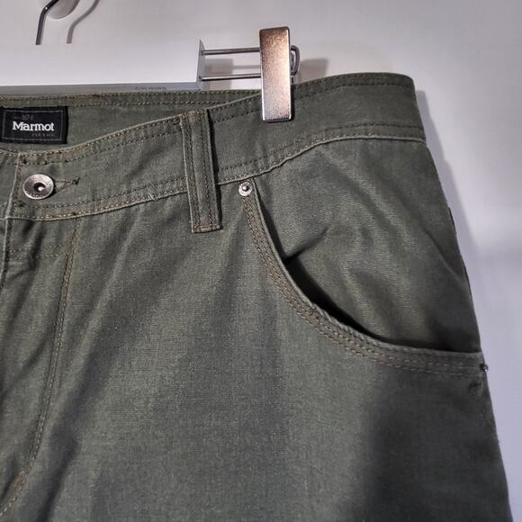 Marmot Mens 36x32 Green Pants Jeans Cotton Cargo - Picture 4 of 12